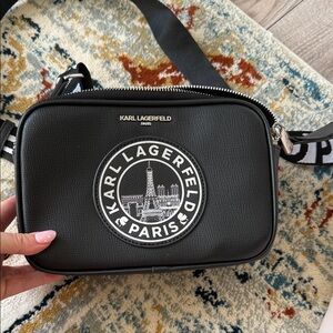 Karl Lagerfeld Black Belt Bag with Logo Patch